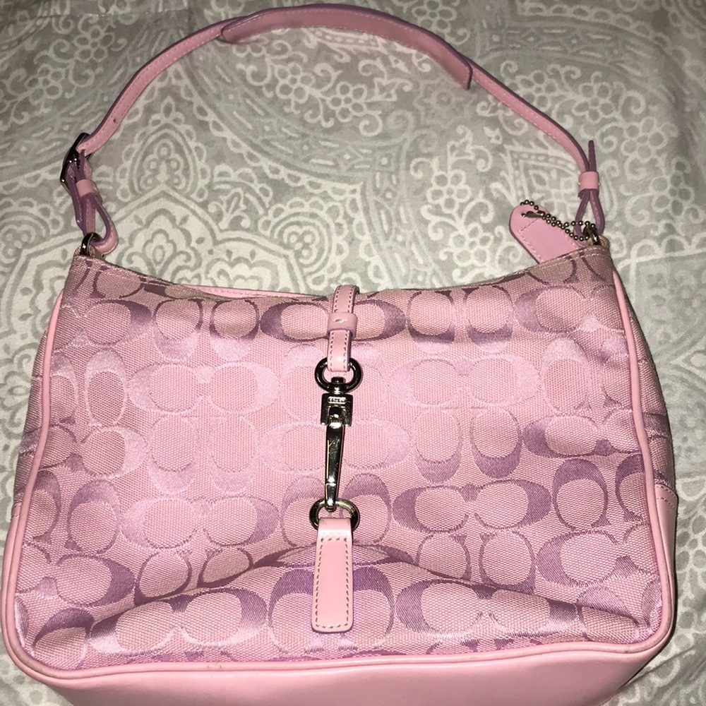 Light pink pastel coach shoulder handbag